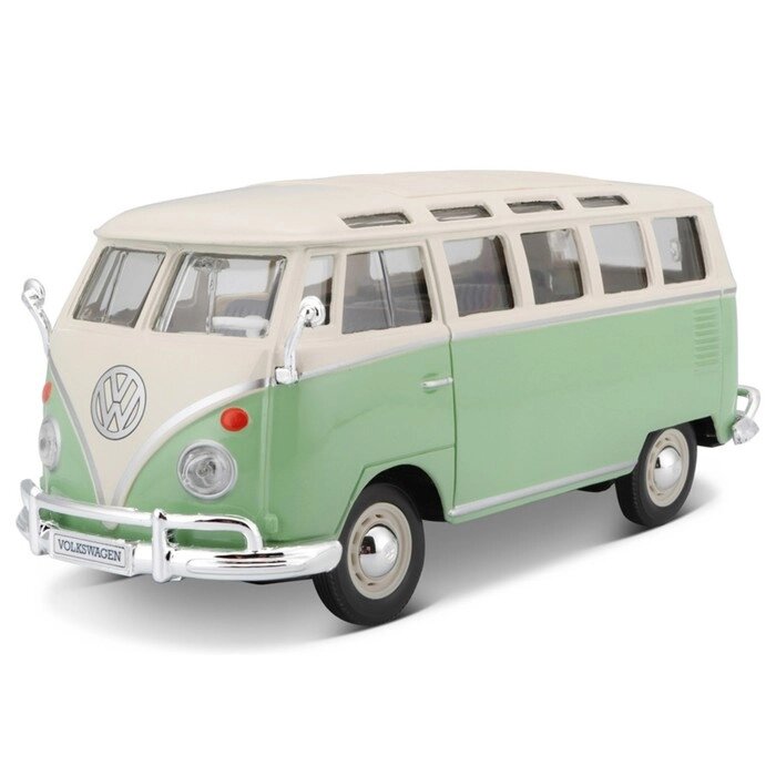 Машинка Maisto Die-Cast Volkswagen Van Samba, открывающиеся двери, 1:25, цвет зелёный от компании Интернет-гипермаркет «MALL24» - фото 1