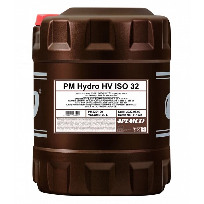 Масло гидравлическое PEMCO Hydro HV ISO 32, минеральное, 20 л от компании Интернет-гипермаркет «MALL24» - фото 1