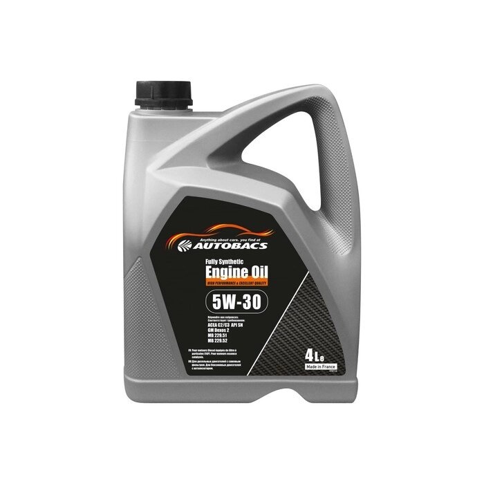 Масло моторное AUTOBACS 5/30 Fully Sinthetic Engine Oil, C2/C3 SN, 4 л, A00032740 от компании Интернет-гипермаркет «MALL24» - фото 1