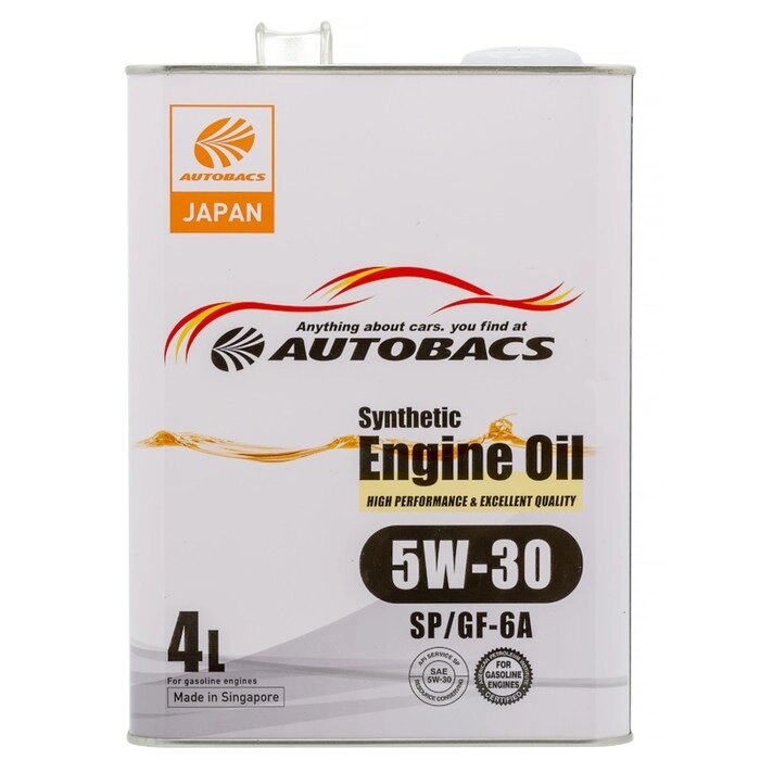 Масло моторное AUTOBACS 5/30 Synthetic, синтетическое, SP/GF-6, 4 л, A00032428 от компании Интернет-гипермаркет «MALL24» - фото 1