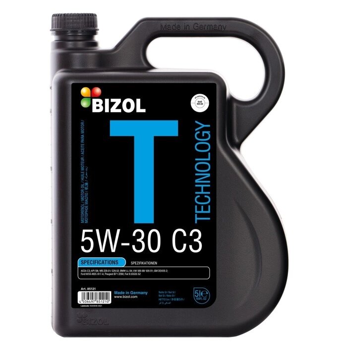 Масло моторное BIZOL Technology 5W-30 SN C3, синтетическое, 5 л от компании Интернет-гипермаркет «MALL24» - фото 1