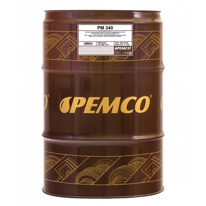 Масло моторное PEMCO 340 SAE 5W-40, синтетическое, 60 л от компании Интернет-гипермаркет «MALL24» - фото 1