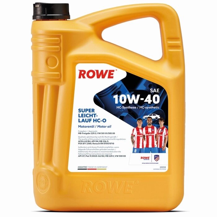 Масло моторное Rowe 10/40 Hightec MB A3/B4, SN Super Leichtlauf HC-O, синтетическое, 5 л от компании Интернет-гипермаркет «MALL24» - фото 1