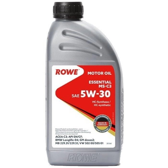 Масло моторное Rowe 5/30 Essential MS-C3 SN/CF, C3, синтетическое, 1 л от компании Интернет-гипермаркет «MALL24» - фото 1