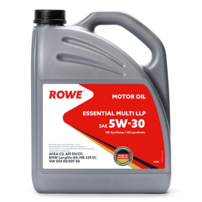 Масло моторное Rowe 5/30 Essential Multi LLP C3, SM/CF BMW Longlife-04, синтетическое, 4 л от компании Интернет-гипермаркет «MALL24» - фото 1