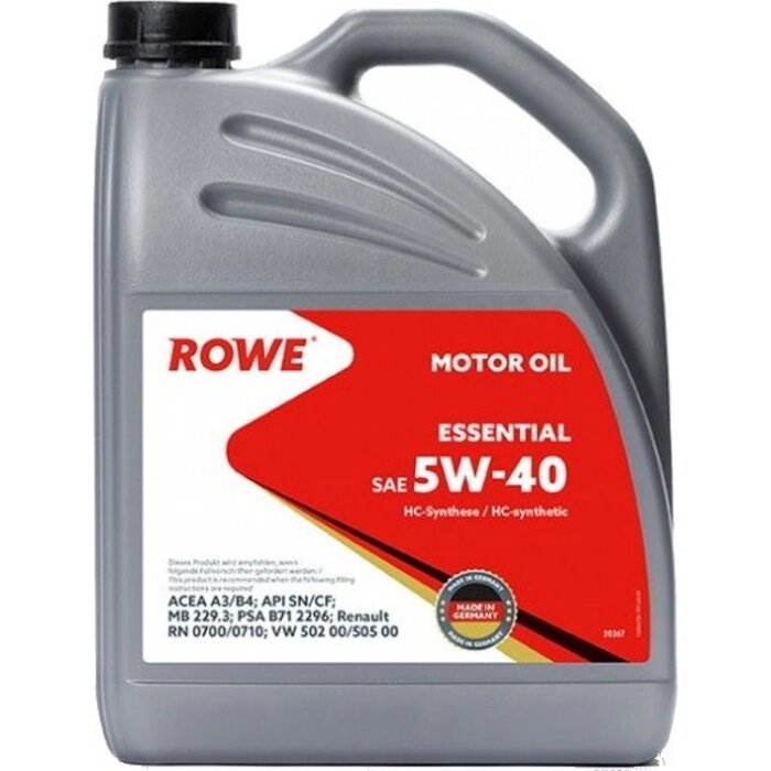 Масло моторное Rowe 5/40 Essential A3/B4, SN/CF, синтетическое, 4 л от компании Интернет-гипермаркет «MALL24» - фото 1