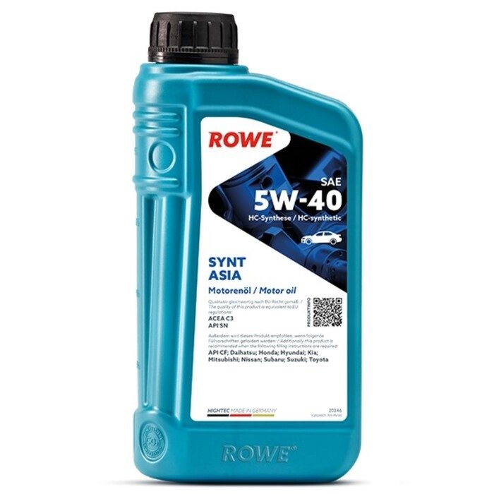 Масло моторное ROWE HIGHTEC SYNT ASIA SAE 5W-40 NEW ACEA C3, API SN/CF, 1 л от компании Интернет-гипермаркет «MALL24» - фото 1