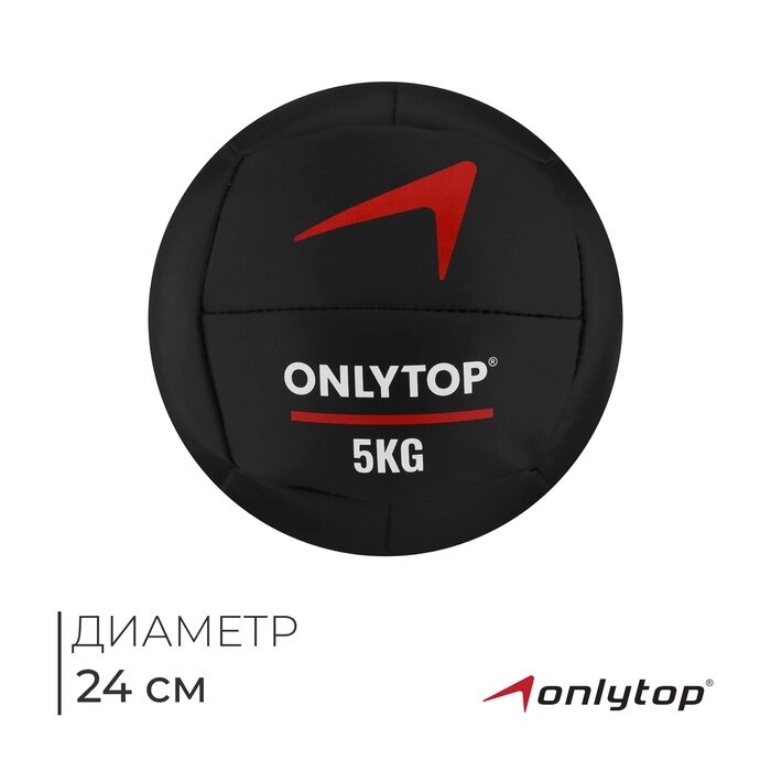 Медицинбол 5 кг ONLYTOP, d 24 см (винилискожа) от компании Интернет-гипермаркет «MALL24» - фото 1