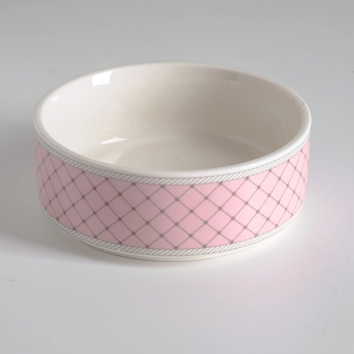 Миска керамическая "Сеточка", 10,5 х 4 см, розовая от компании Интернет-гипермаркет «MALL24» - фото 1