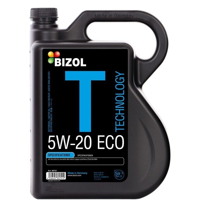 Моторное масло BIZOL Technology 5W-20 ECO SN C5, НС-синтетическое, 5 л от компании Интернет-гипермаркет «MALL24» - фото 1