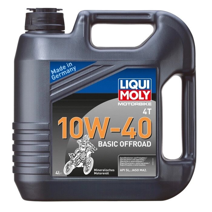 Моторное масло для 4-тактных мотоциклов LiquiMoly Motorbike 4T Basic Offroad 10W-40 SL MA2 минеральное, 4 л (3062) от компании Интернет-гипермаркет «MALL24» - фото 1