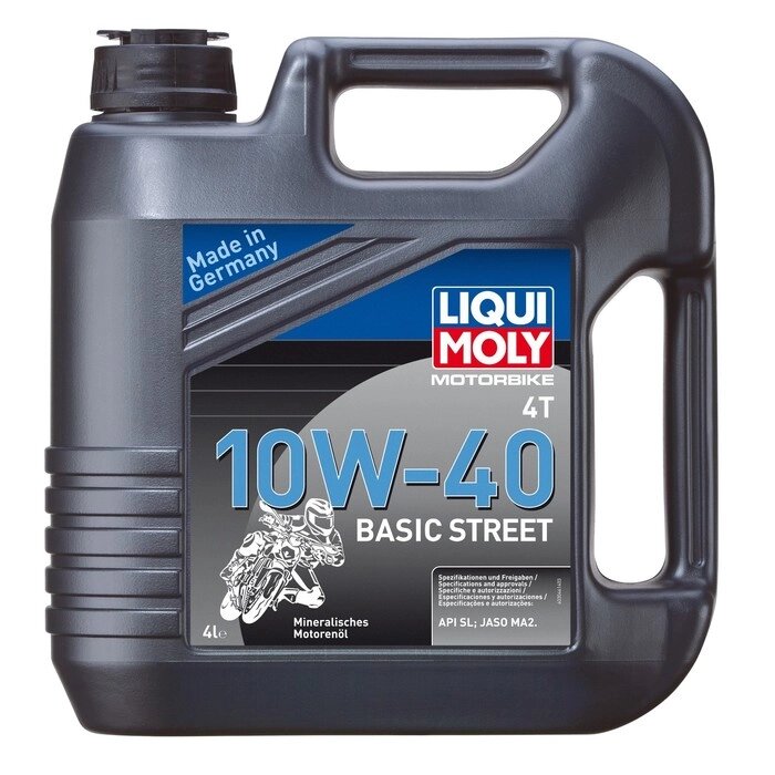 Моторное масло для 4-тактных мотоциклов LiquiMoly Motorbike 4T Basic Street 10W-40 SL; JASO MA2 минеральное, 4 л (3046) от компании Интернет-гипермаркет «MALL24» - фото 1