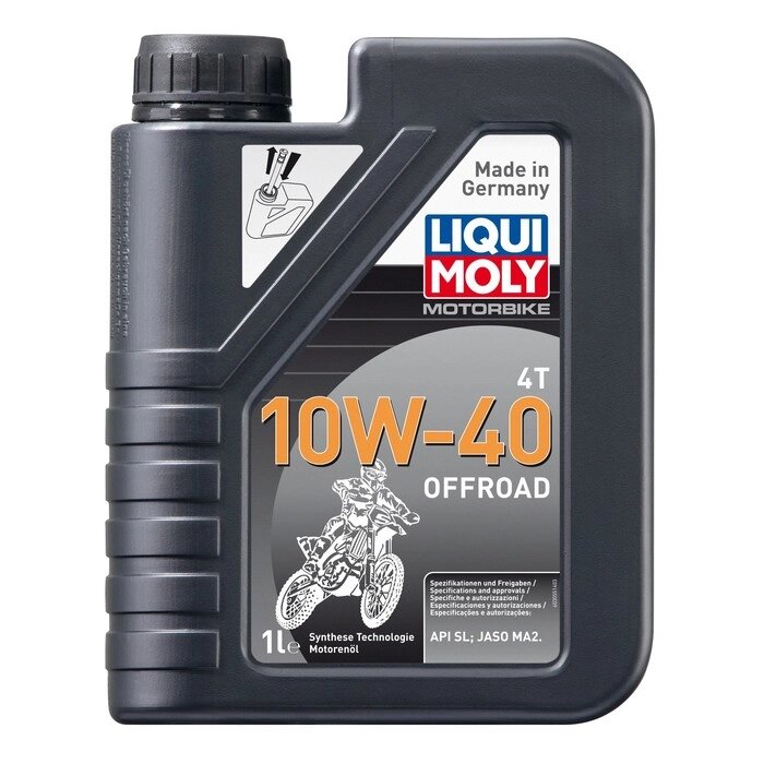 Моторное масло для 4-тактных мотоциклов LiquiMoly Motorbike 4T Offroad 10W-40 SL MA2 НС-синтетическое, 1 л (3055) от компании Интернет-гипермаркет «MALL24» - фото 1