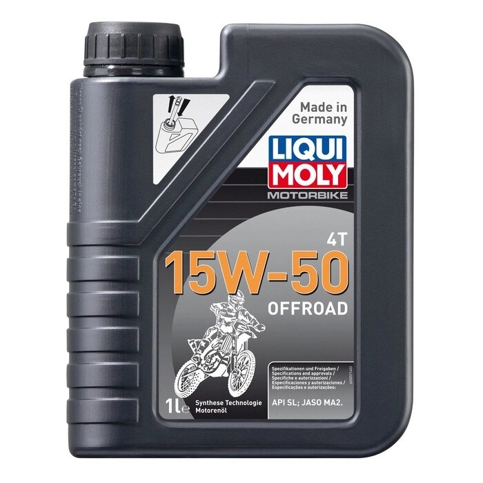 Моторное масло для 4-тактных мотоциклов LiquiMoly Motorbike 4T Offroad 15W-50 SL НС-синтетическое, 1 л (3057) от компании Интернет-гипермаркет «MALL24» - фото 1