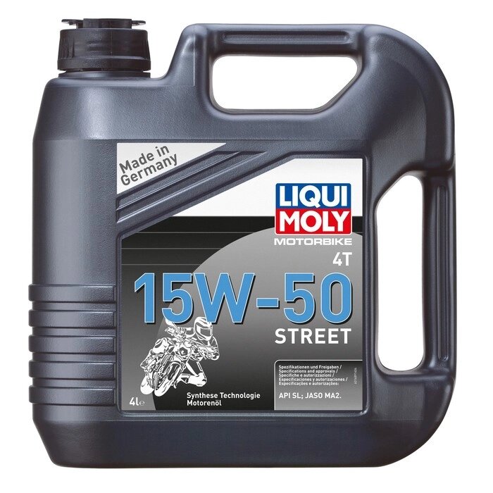 Моторное масло для 4-тактных мотоциклов LiquiMoly Motorbike 4T Street 15W-50 SL MA2 НС-синтетическое, 4 л (1689) от компании Интернет-гипермаркет «MALL24» - фото 1