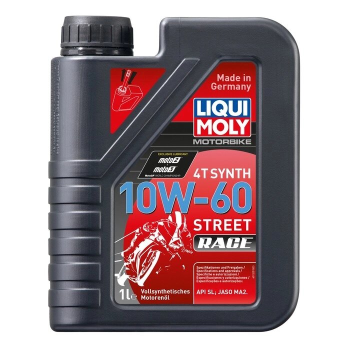 Моторное масло для 4-тактных мотоциклов LiquiMoly Motorbike 4T Synth Street Race 10W-60 SL синтетическое, 1 л (1525) от компании Интернет-гипермаркет «MALL24» - фото 1