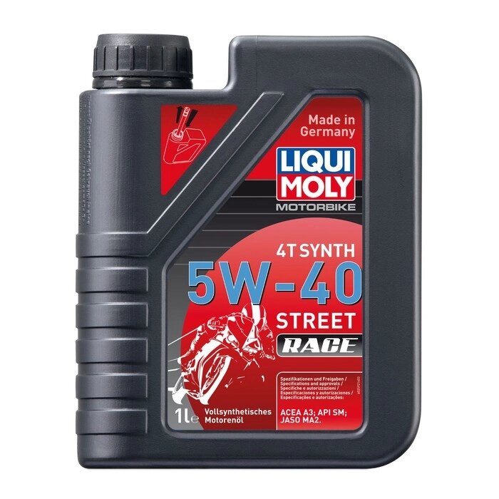 Моторное масло для 4-тактных мотоциклов LiquiMoly Motorbike 4T Synth Street Race 5W-40 SM A3 синтетическое, 1 л (2592) от компании Интернет-гипермаркет «MALL24» - фото 1