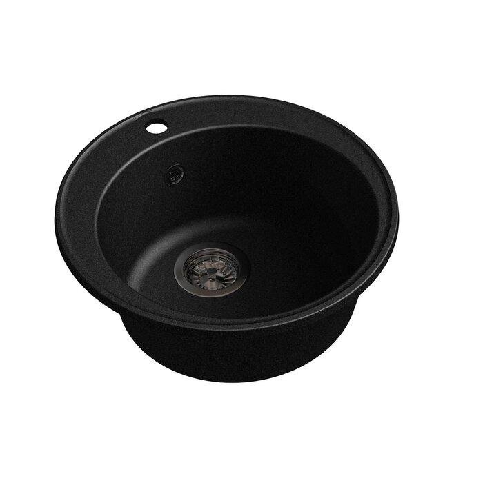 Мойка кухонная из камня Granfest ECO-08, d=480 мм, цвет чёрный от компании Интернет-гипермаркет «MALL24» - фото 1