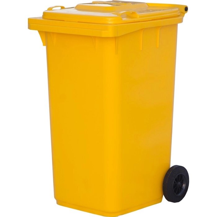 Мусорный контейнер на 2-x колесах с крышкой 240 л желтый от компании Интернет-гипермаркет «MALL24» - фото 1