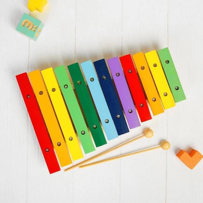 Музыкальная игрушка "Ксилофон", 12 тонов + 2 палочки от компании Интернет-гипермаркет «MALL24» - фото 1