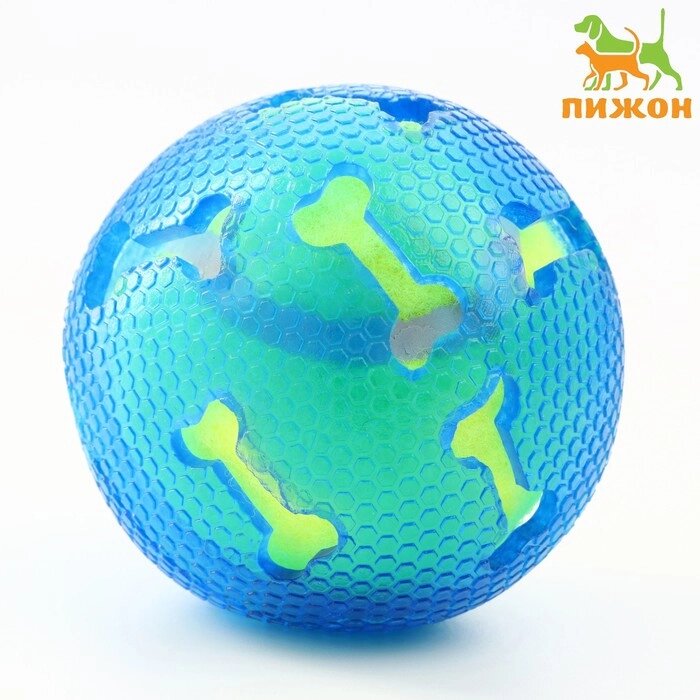 Мяч для собак "Двойное удовольствие", TPR+войлочный мяч, 7,6 см от компании Интернет-гипермаркет «MALL24» - фото 1
