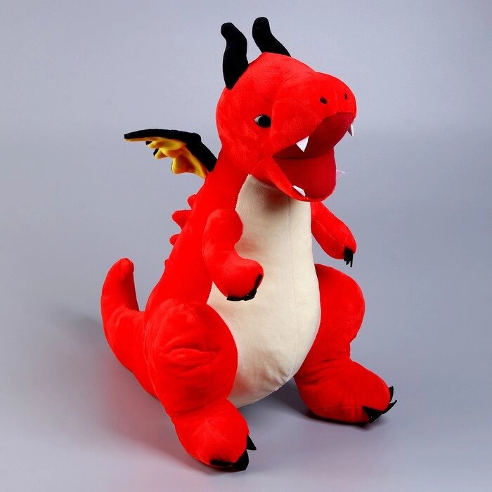 Мягкая игрушка "Дракон", с чёрными крыльями, 45 см, цвет красный от компании Интернет-гипермаркет «MALL24» - фото 1