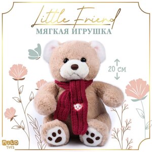 Мягкая игрушка "Little Friend", мишка с розовыми шарфом