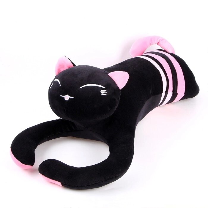 Мягкая игрушка-подушка "Кот", 70 см, цвет чёрно-розовый от компании Интернет-гипермаркет «MALL24» - фото 1
