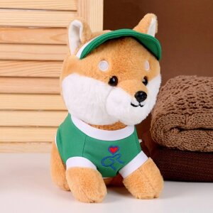 Мягкая игрушка "Собака" в зелёной кепке, 23 см