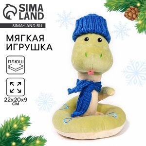 Мягкая игрушка "Змея", в шапке и шарфе, на новый год