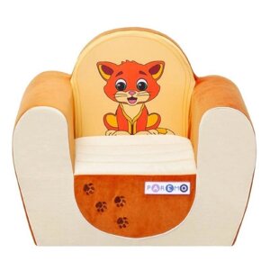 Мягкое игрушечное кресло "Котенок", цвет бежевый/оранжевый