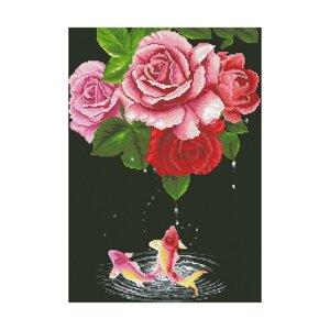 Набор алмазной вышивки "Карпы и розы"