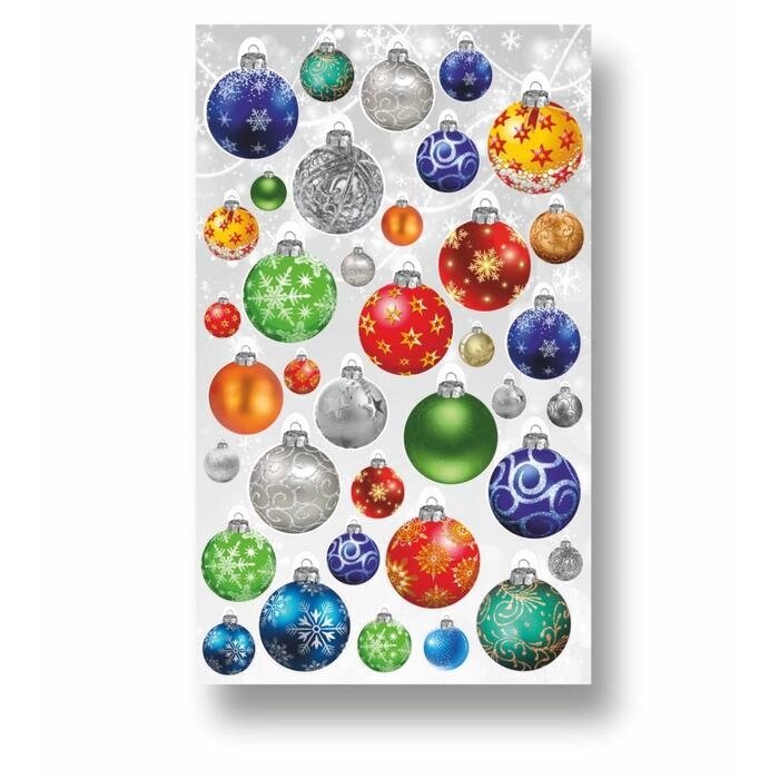 Набор автомобильных наклеек "Елочные шары", цветные, лист, 30 х 50 см от компании Интернет-гипермаркет «MALL24» - фото 1