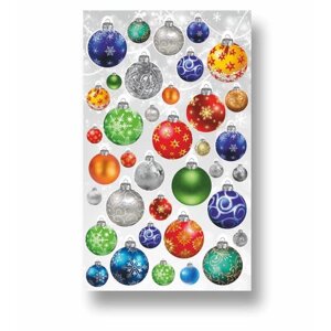Набор автомобильных наклеек "Елочные шары", цветные, лист, 30 х 50 см