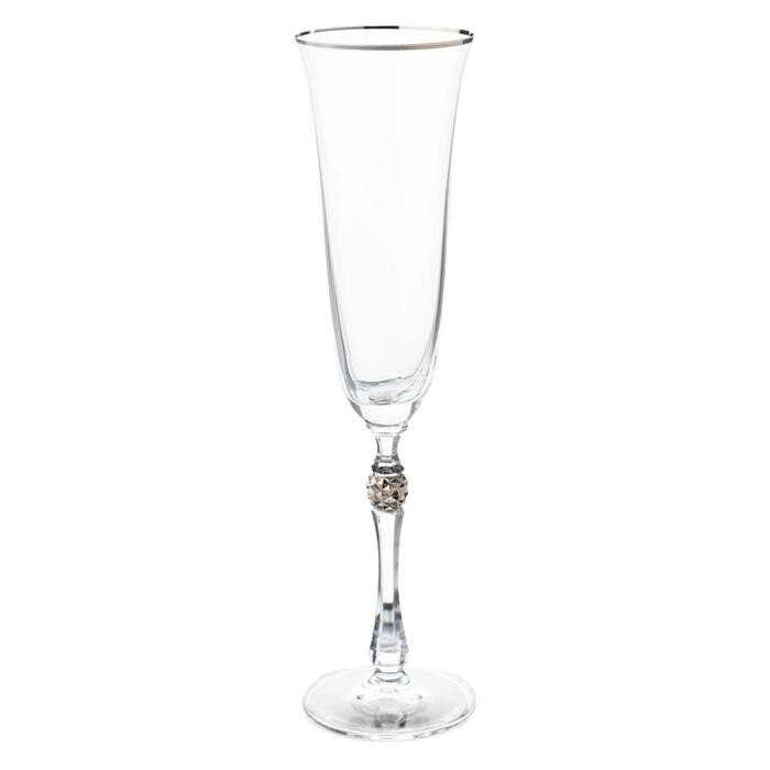 Набор бокалов для шампанского Parus, декор "Отводка платина, платиновый шар", 190 мл x 6 шт. от компании Интернет-гипермаркет «MALL24» - фото 1