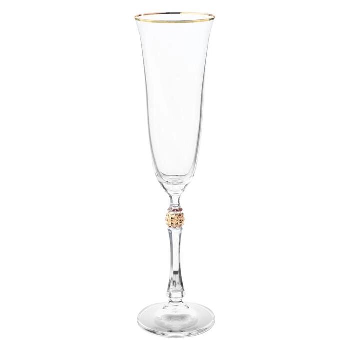 Набор бокалов для шампанского Parus, декор "Отводка золото, золотой шар", 190 мл x 6 шт. от компании Интернет-гипермаркет «MALL24» - фото 1