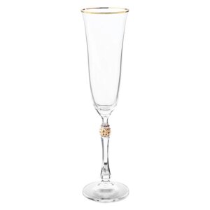 Набор бокалов для шампанского Parus, декор "Отводка золото, золотой шар", 190 мл x 6 шт.