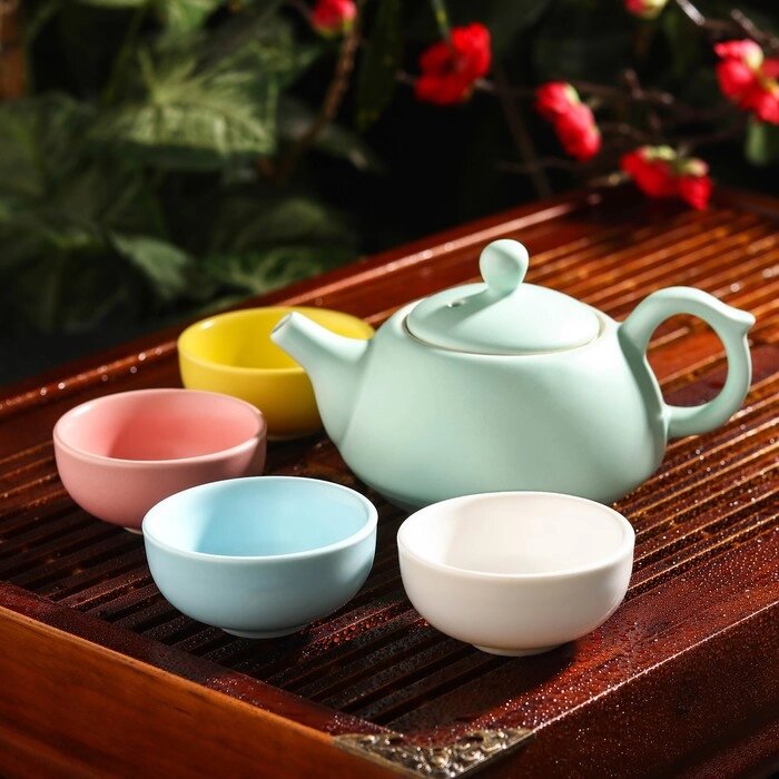 Набор для чайной церемонии "Утро", 5 предметов: чайник 200 мл, 4 чашки 50 мл от компании Интернет-гипермаркет «MALL24» - фото 1