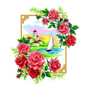 Набор для вышивки крестом на канве с нанесённым рисунком "Розы", 23х30 см