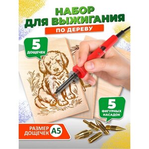 Набор для выжигания по дереву (аппарат с насадками, доски 5 шт) 04386