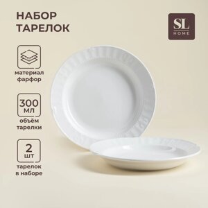 Набор фарфоровых тарелок SL Home "Винтаж фрэнч", d=22,5 см, цвет белый