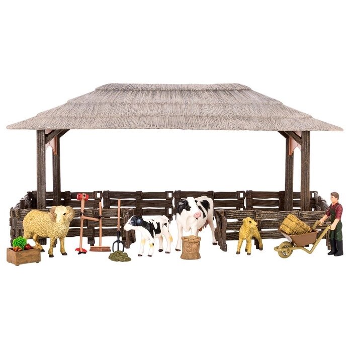 Набор фигурок: 19 фигурок домашних животных (коровы, овцы), персонажей и инвентаря от компании Интернет-гипермаркет «MALL24» - фото 1