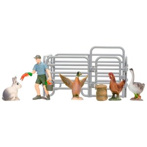 Набор фигурок, 7 предметов: фермер, кролик, утка, курица, гусь, ограждение-загон, инвентарь 706257