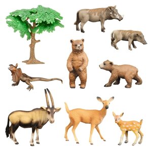 Набор фигурок: антилопа, ящерица, 2 бородавочника, 2 оленя, 2 медведя, 9 предметов