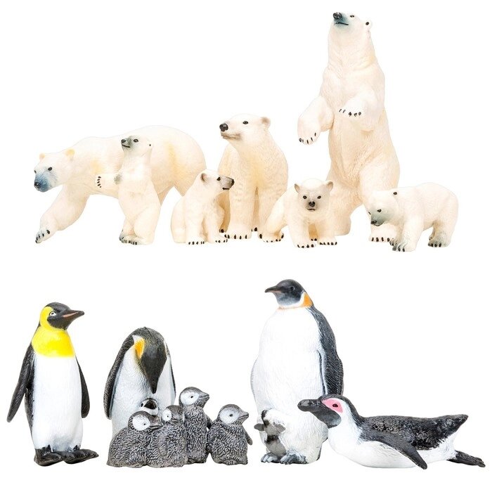 Набор фигурок: белые медведи, пингвины, 12 предметов от компании Интернет-гипермаркет «MALL24» - фото 1