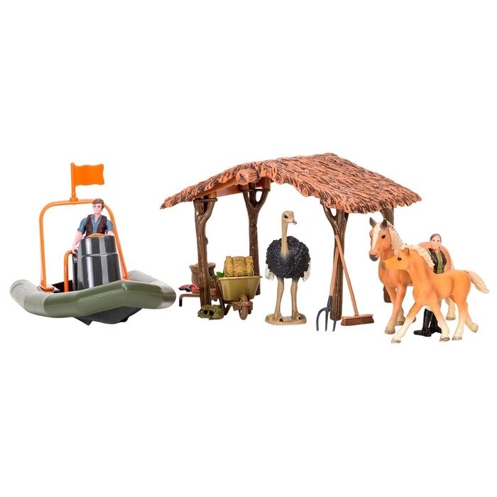 Набор фигурок: лошади, страус, лодка, 22 предмета от компании Интернет-гипермаркет «MALL24» - фото 1