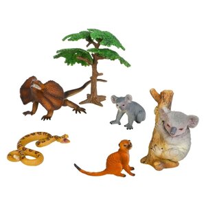 Набор фигурок "Мир диких животных"2 коалы, сурикат, ящерица, змея, 6 предметов