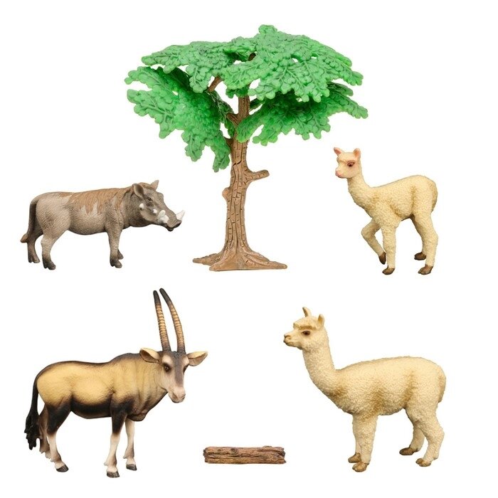 Набор фигурок "Мир диких животных": антилопа, 2 ламы, бородавочник, 6 предметов от компании Интернет-гипермаркет «MALL24» - фото 1