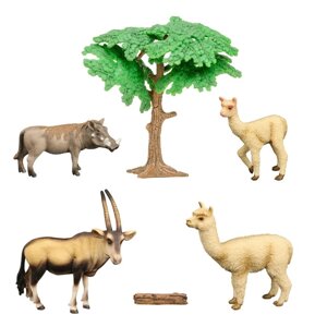 Набор фигурок "Мир диких животных"антилопа, 2 ламы, бородавочник, 6 предметов