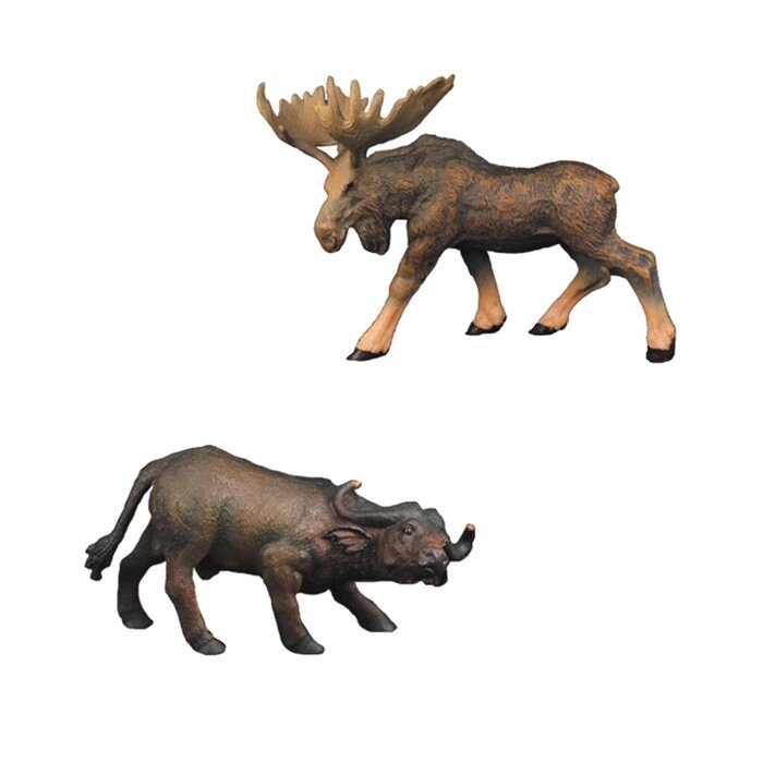 Набор фигурок "Мир диких животных": буйвол и лось, 2 предмета от компании Интернет-гипермаркет «MALL24» - фото 1